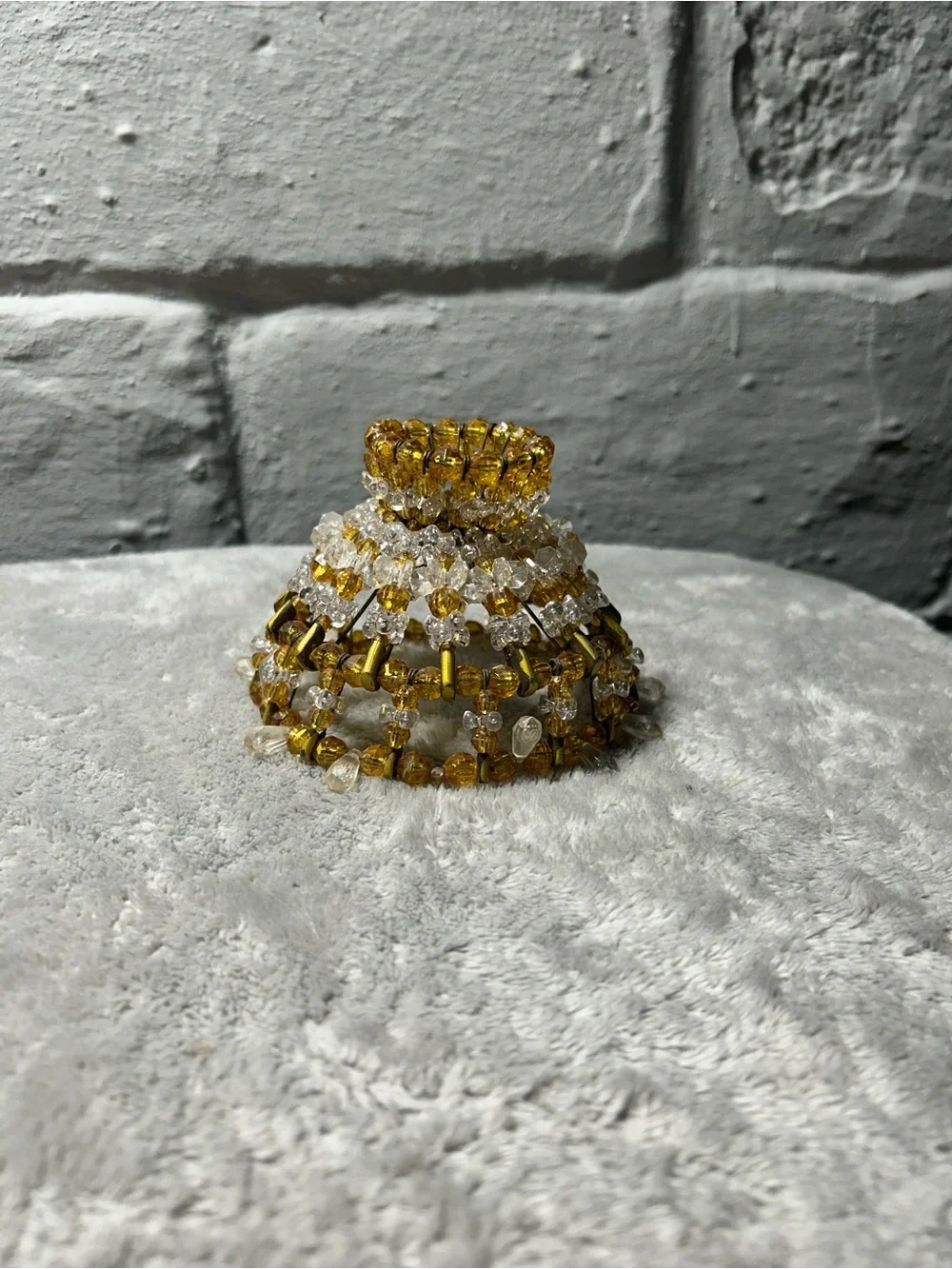 Amber Beaded Mini Table Lamp - Elegant Accent Lighting